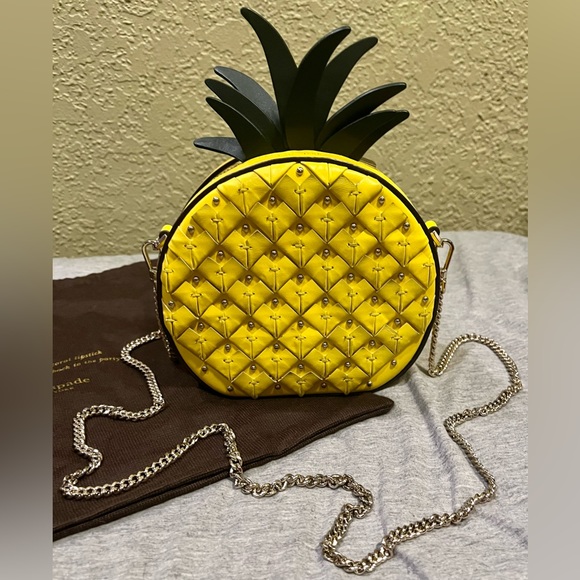 Kate Spade ♠️ RARE Picnic Pineapple Crossbody Leather Novelty Purse Handbag Bag - Picture 5 of 15